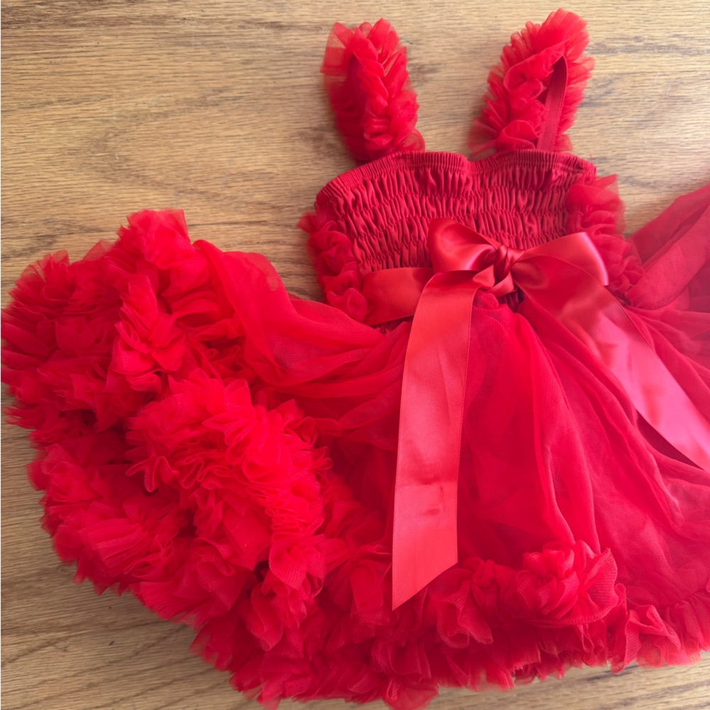 Ruffle Butts Red Tulle Baby Dress - Size 0-12 months - Picture 7 of 15
